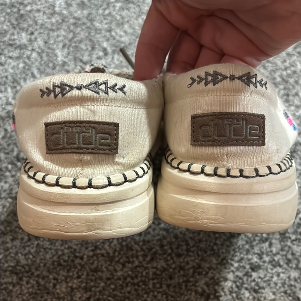 Hey Dude Cream Moccasins with Suede-like Finish